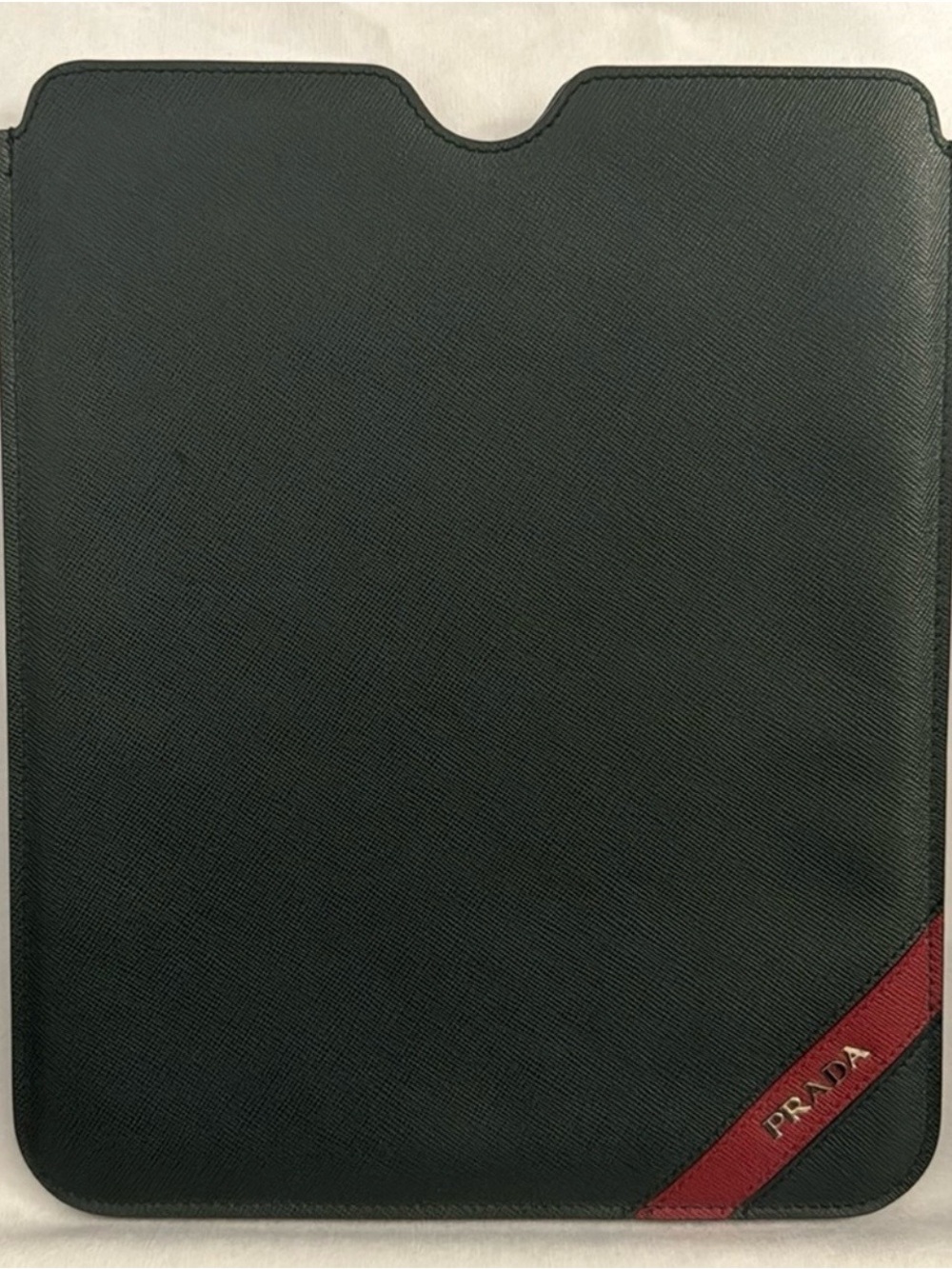 NEW Prada Green with Red Accent Saffiano Leather iPad Sleeve